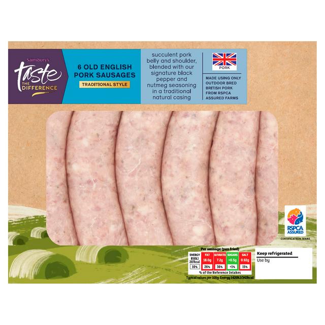 Sainsbury's Traditional Style Old English Pork Sausages, Taste the Difference 454g