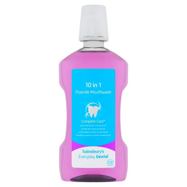Sainsbury's Everyday Dental 10 in 1 Fluoride Mouthwash 600ml