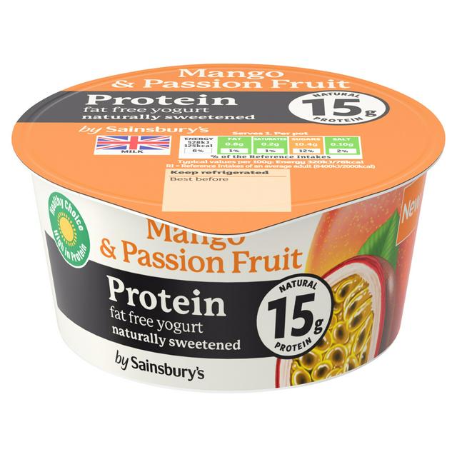 Sainsbury's Mango & Passion Fruit Protein Fat Free Yogurt 165g