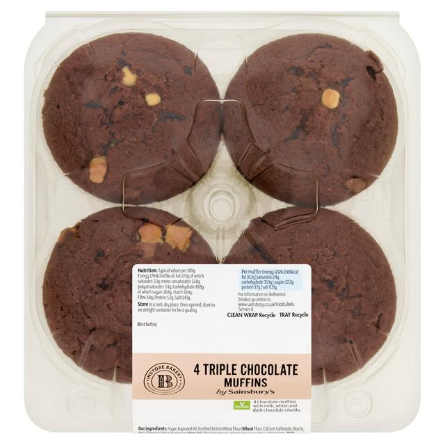 Sainsbury's Triple Chocolate Muffins x4