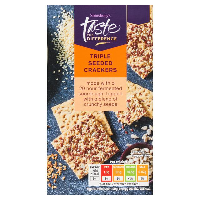 Sainsbury's Triple Seeded Crackers, Taste the Difference 100g