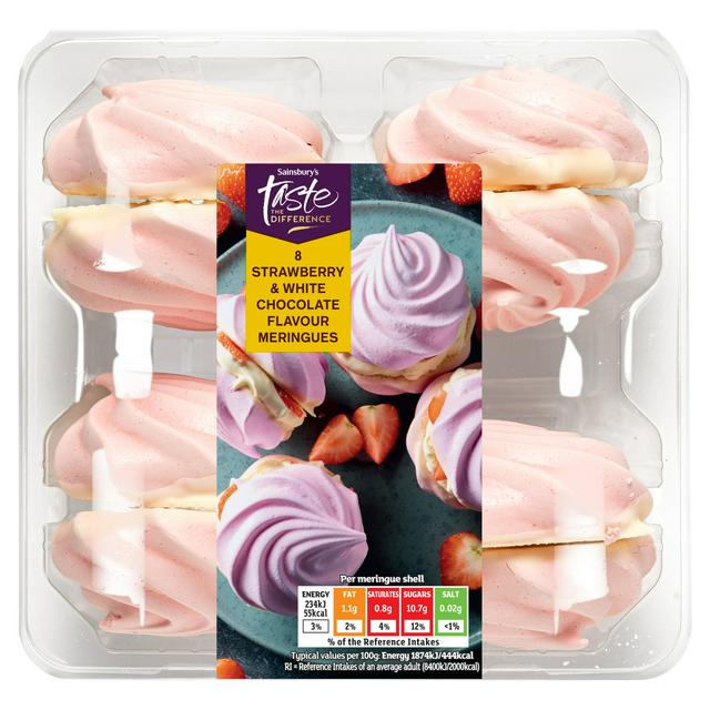Sainsbury's 8 x Strawberry & White Chocolate Flavour Meringues, Taste the Difference