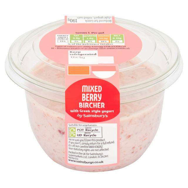 Sainsbury's Mixed Berry Bircher with Greek Style Yogurt 190g