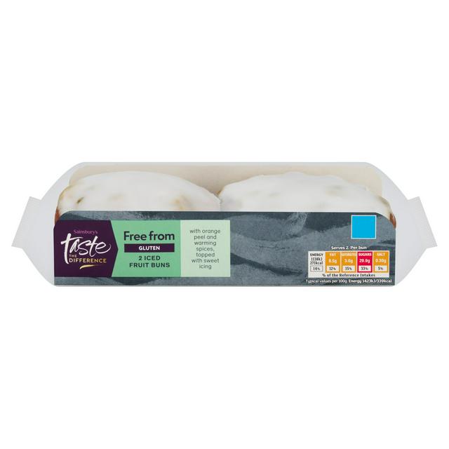 Sainsbury's Free From Gluten Iced Fruit Buns, Taste the Difference x2 160g