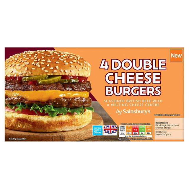 Sainsbury's Double Cheese Burgers x4 568g