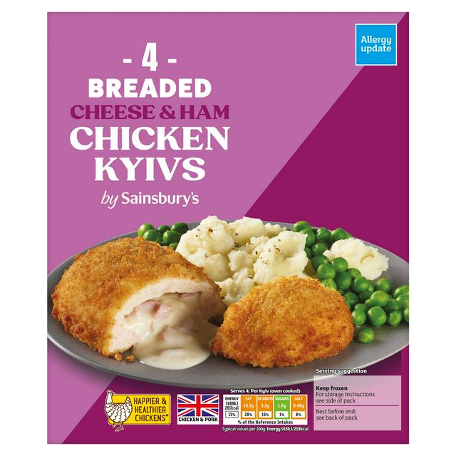 Sainsbury's Breaded Cheese & Ham Chicken Kyivs x4 490g