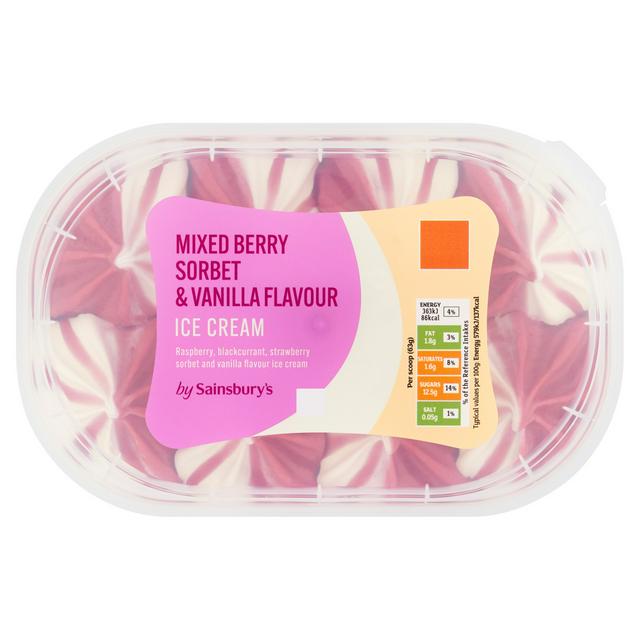 Sainsbury's Mixed Berry Sorbet & Vanilla Flavour Ice Cream 900ml
