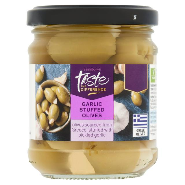 Sainsbury's Garlic Stuffed Olives, Taste the Difference 190g