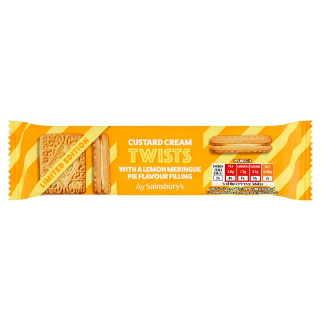 Sainsbury's Custard Cream Twists with a Lemon Meringue Pie Flavour Filling, Limited Edition 150g