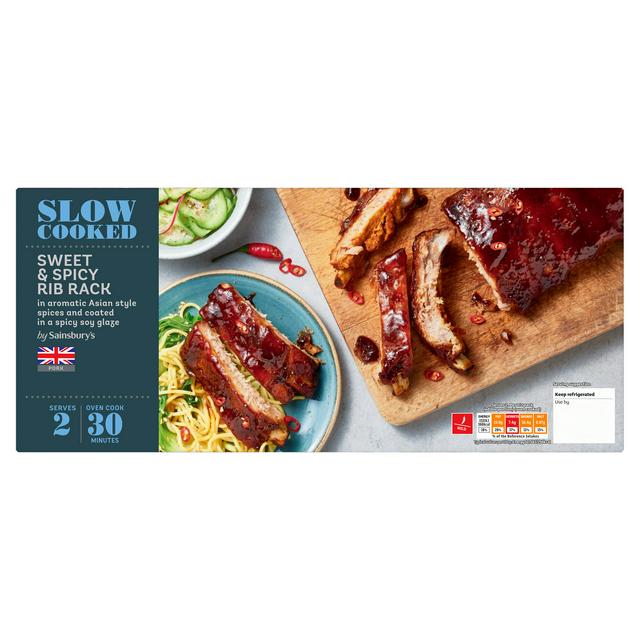 Sainsbury's Slow Cooked Pork Sweet & Spicy Rib Rack 646g