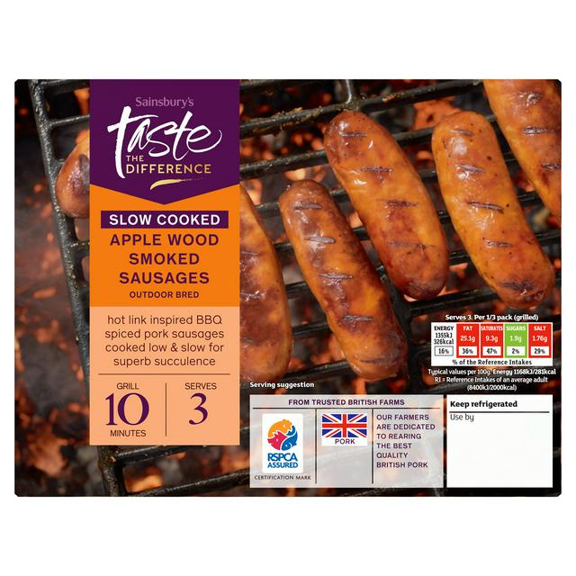 Sainsbury's Slow Cooked Apple Wood Smoked Sausages, Taste the Difference 385g