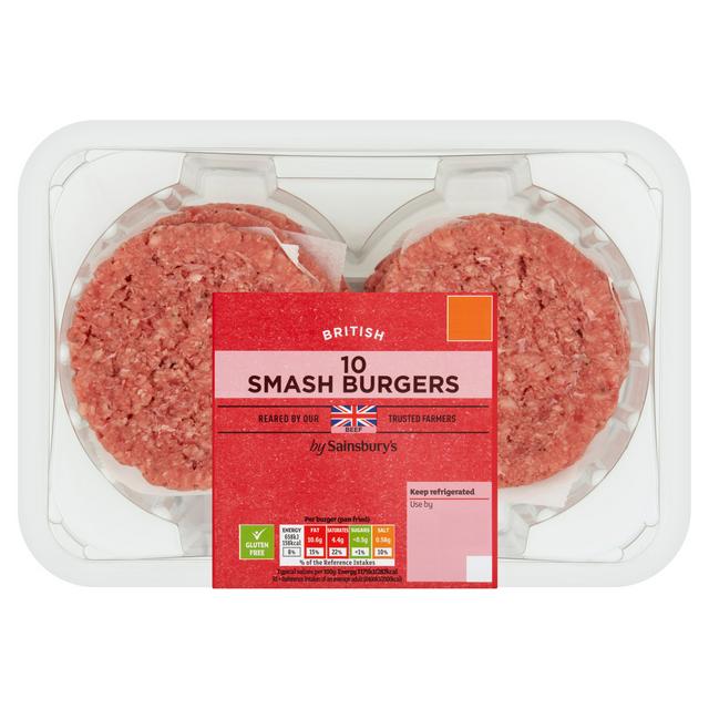 Sainsbury's 10 x British Smash Burgers 750g