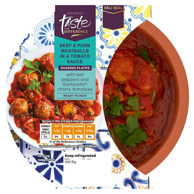 Sainsbury's Beef & Pork Meatballs in a Tomato Sauce, Taste the Difference 175g