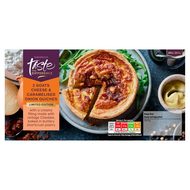 Sainsbury's Goats Cheese & Caramelised Onion Quiches, Limited Edition, Taste the Difference x2 280g