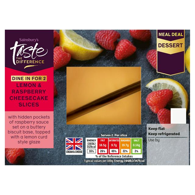 Sainsbury's 2 x 90g Lemon & Raspberry Cheesecake Slices, Taste the Difference