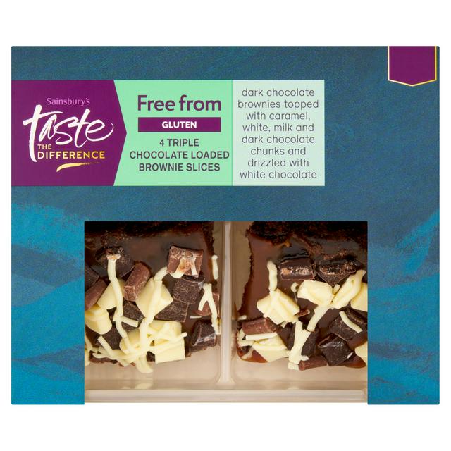 Sainsbury's Triple Chocolate Loaded Brownie Slices, Taste the Difference x4 169g
