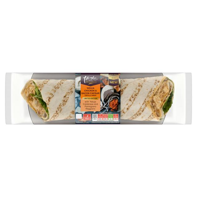 Sainsbury's Nduja Chicken & Bacon Caesar Tortilla Wrap, Limited Edition, Taste the Difference