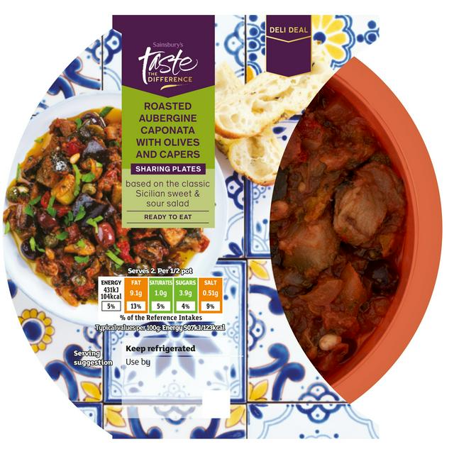 Sainsbury's Roasted Aubergine Caponata with Olives & Capers Sharing Plates, Taste the Difference x17