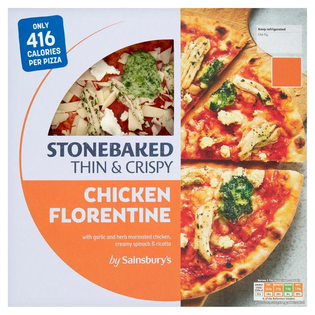 Sainsbury's Stonebaked Thin & Crispy Chicken Florentine 195g