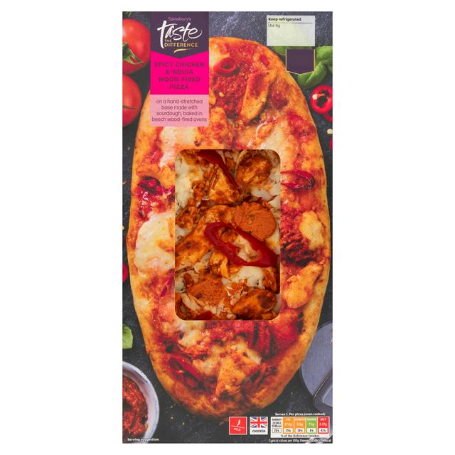 Sainsbury's Spicy Chicken & 'Nduja Wood Fired Pizza, Taste the Difference 230g
