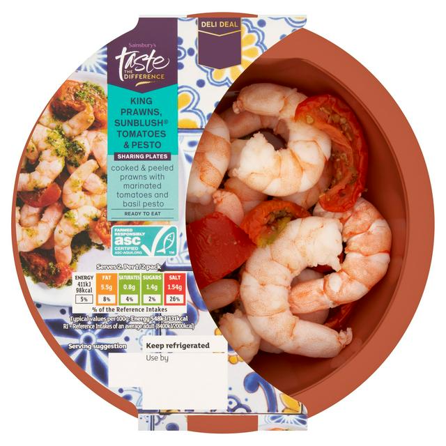 Sainsbury's King Prawns, Sunblush Tomatoes & Pesto, Taste the Difference 150g
