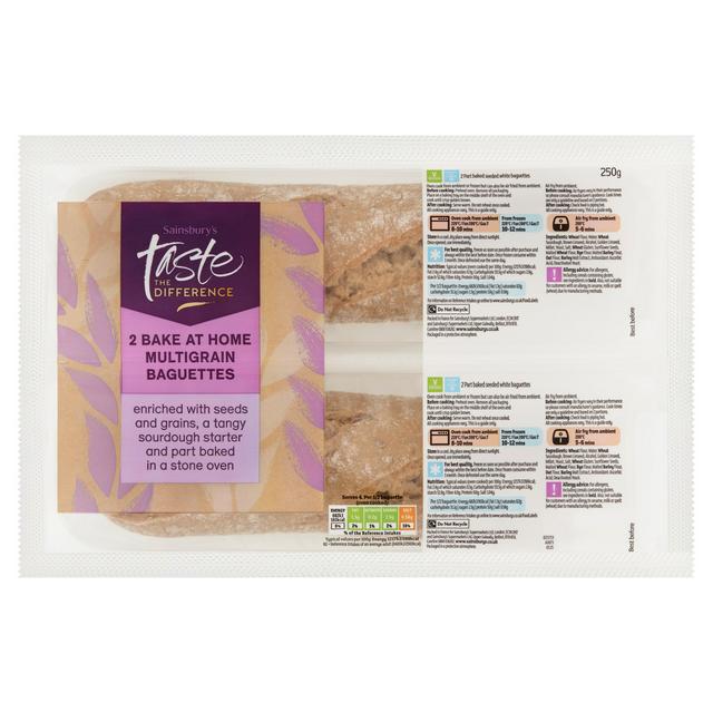 Sainsbury's Bake at Home Multigrain Baguettes, Taste the Difference 2 x 125g