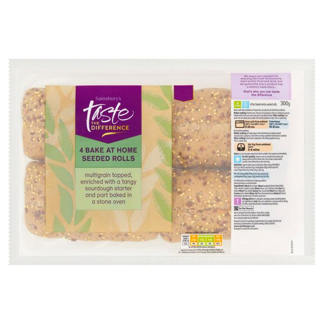 Sainsbury's Bake at Home Seeded Rolls, Taste the Difference x4 75g