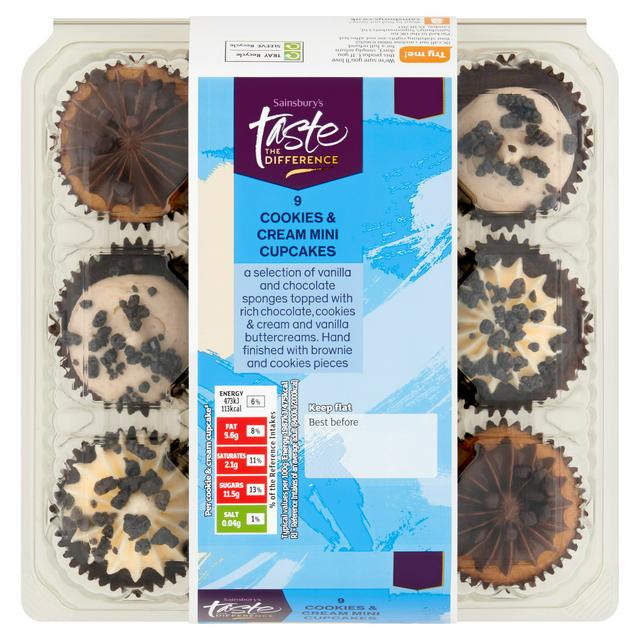 Sainsbury's Cookies & Cream Mini Cupcakes, Taste the Difference x9 214g