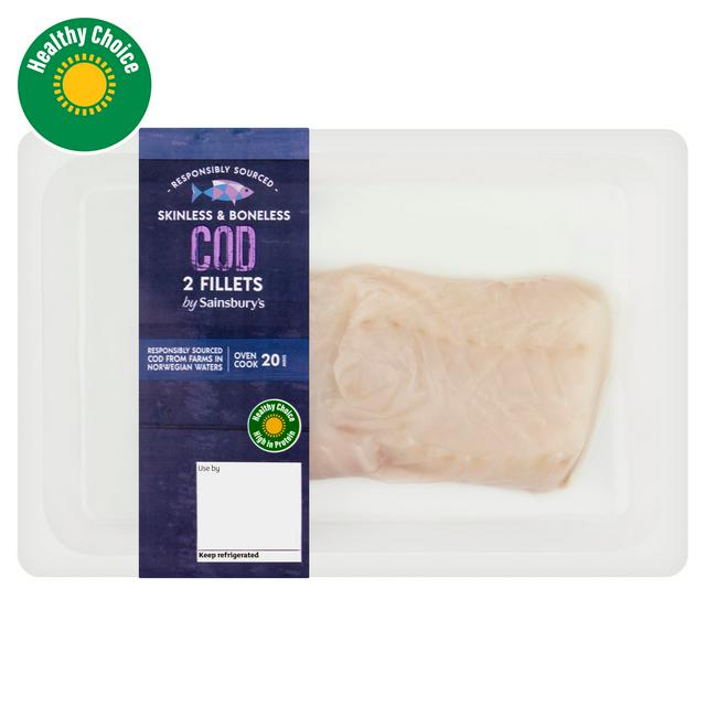 Sainsbury's Skinless & Boneless Cod Fillets x2 250g