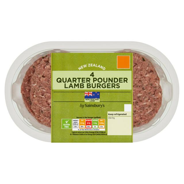 Sainsbury's 4 x Quarter Pounder Lamb Burgers 454g