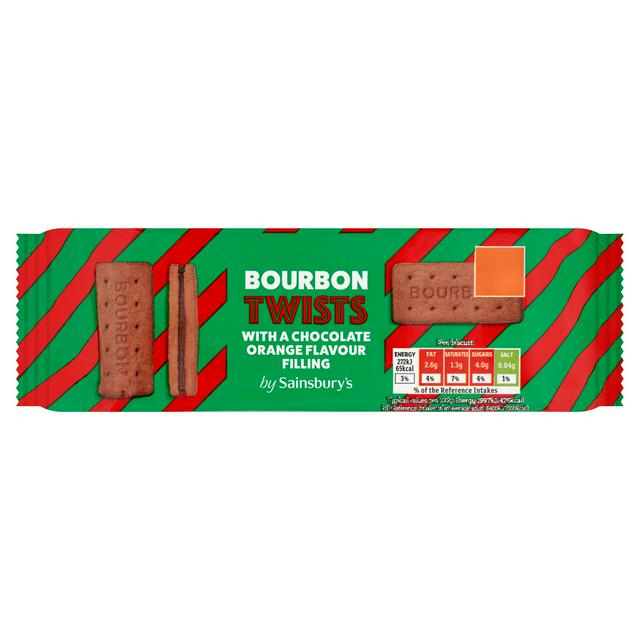 Sainsbury's Bourbon Twists with a Chocolate Orange Flavour Filling 150g