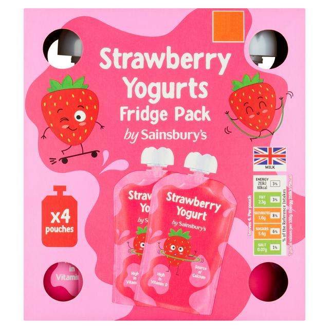 Sainsbury's Strawberry Yogurts Fridge Pack 4 x 80g