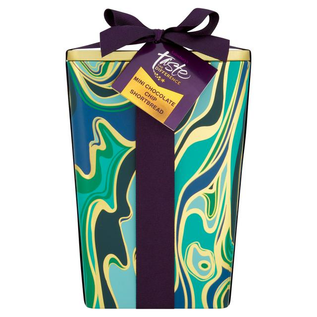 Sainsbury's Mini Chocolate Chip Shortbread Gift Tin, Taste the Difference 250g