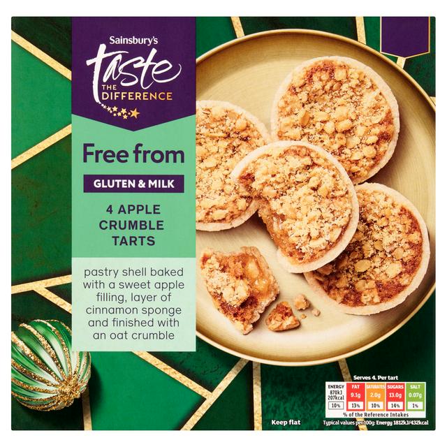 Sainsbury's Free From Apple Crumble Tart, Taste the Difference x4