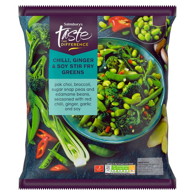 Sainsbury's Chilli, Ginger & Soy Stir Fry Greens, Taste the Difference 600g