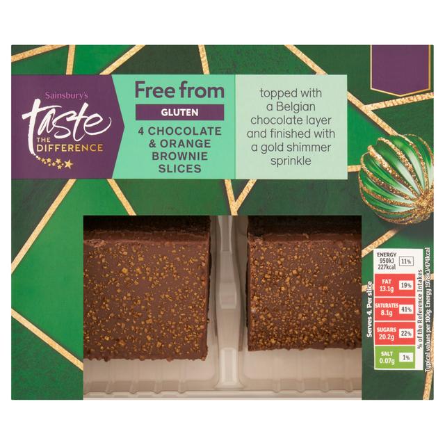 Sainsbury's Free From Chocolate & Orange Brownie Slices, Taste the Difference x4 153g