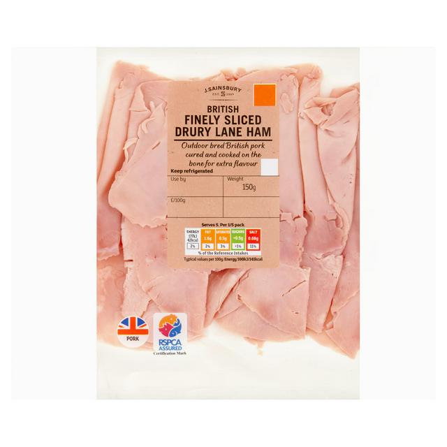 Sainsbury's British Finely Sliced Drury Lane Ham 150g