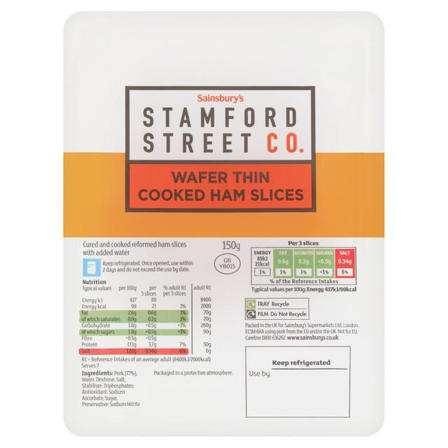 Stamford Street Co. Wafer Thin Cooked Ham Slices 150g