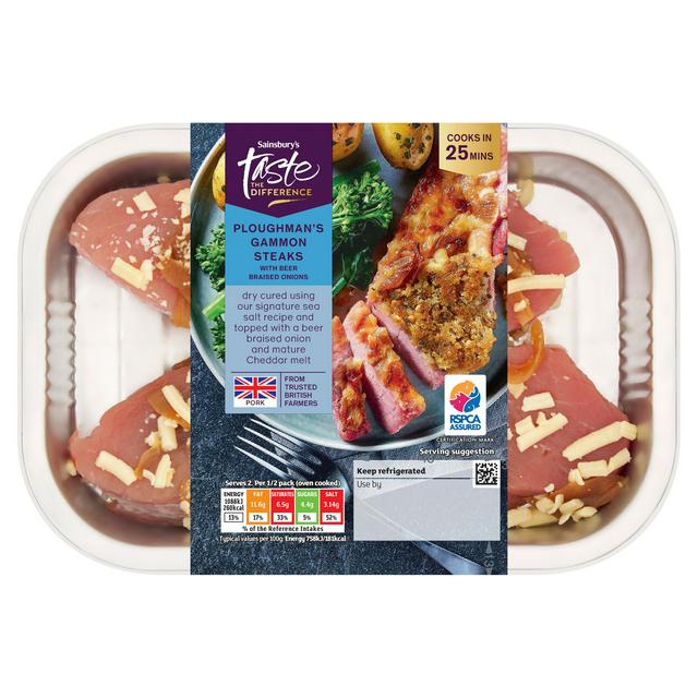 Sainsbury's Ploughman's Gammon Steaks with Beer Braised Onions, Taste the Difference 350g