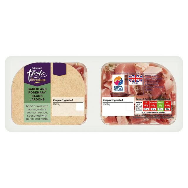 Sainsbury's Rosemary & Garlic Lardons, Taste the Difference
