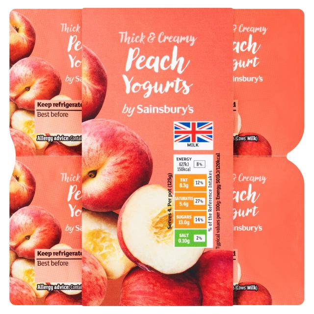 Sainsbury's Peach Yogurts 4 x 125g