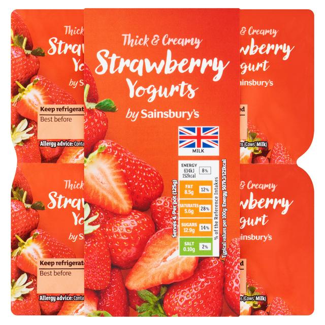 Sainsbury's Thick & Creamy Strawberry Yogurt 4 x 125g