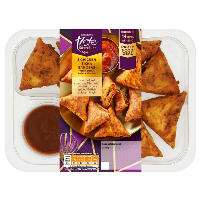 Sainsbury's 8 Chicken Samosas with a Smoky Masala Ketchup, Taste the Difference 250g