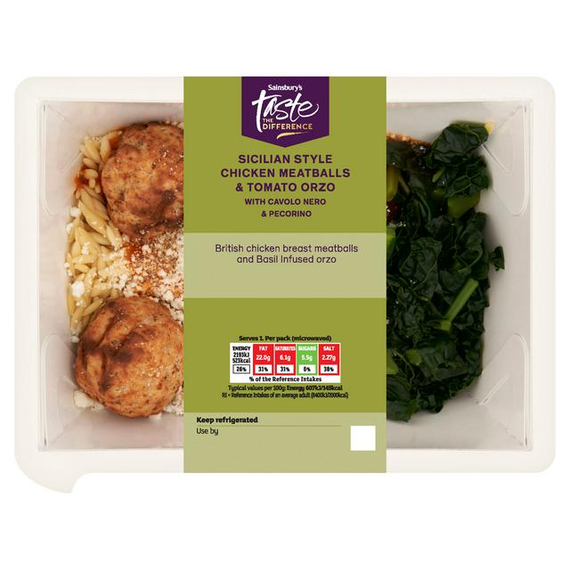 Sainsbury's Chicken Meatballs & Orzo, Taste the Difference 385g
