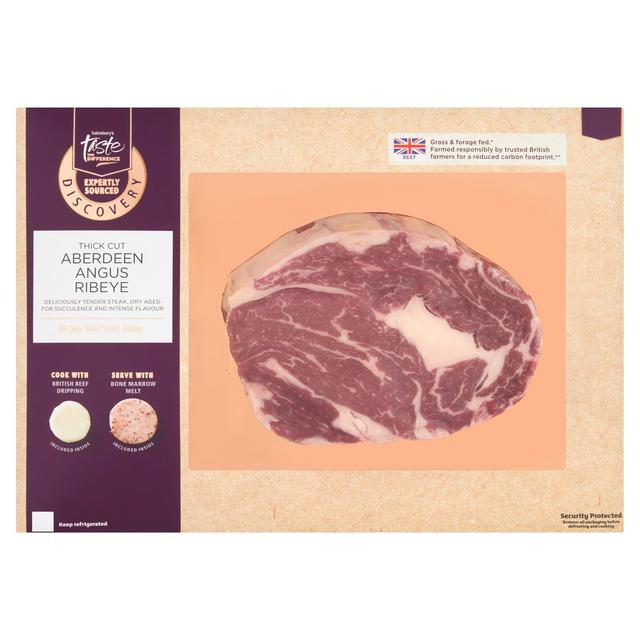 Sainsbury's Discovery 35 Day Salt Dry Aged Thick Cut Aberdeen Angus Ribeye Steak, Taste the Difference 360g