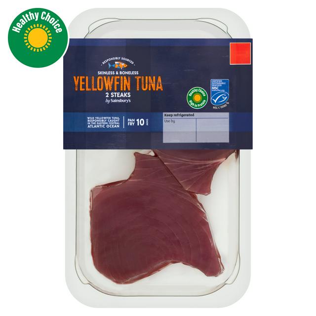 Sainsbury's Skinless & Boneless Yellowfin Tuna Steaks x2 220g