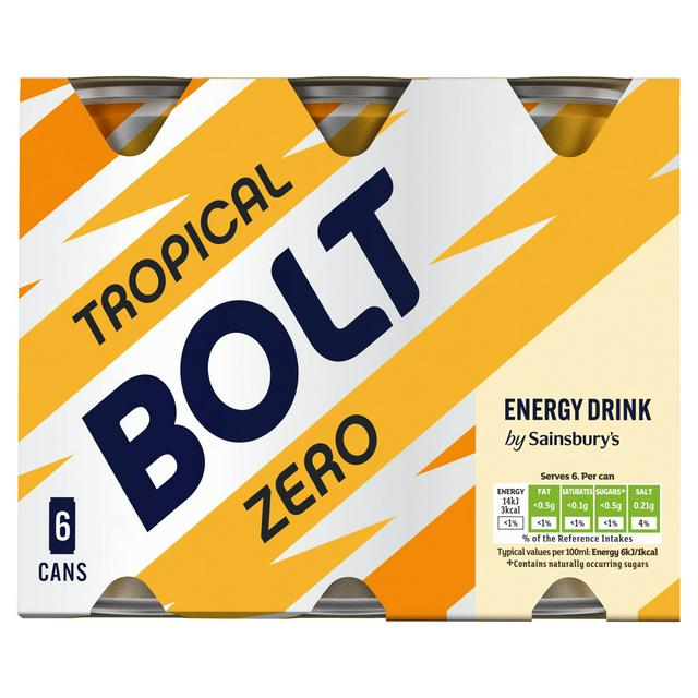 Sainsbury's Tropical Bolt Zero Energy Drink 6 x 250ml