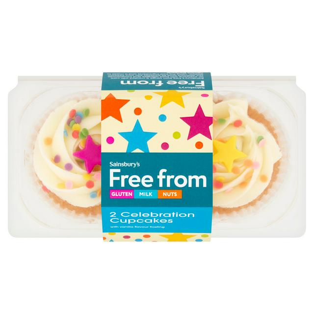 Sainsbury's Free From 2 Celebration Cupcakes with Vanilla Flavour Frosting
