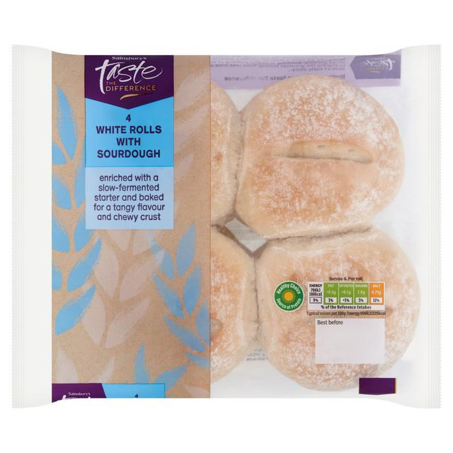 Sainsbury's 4 White Rolls with Sourdough, Taste the Difference