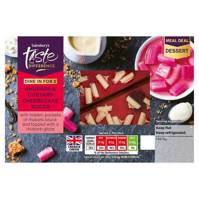 Sainsbury's 2 x 95g Rhubarb & Custard Cheesecake Slices, Taste the Difference